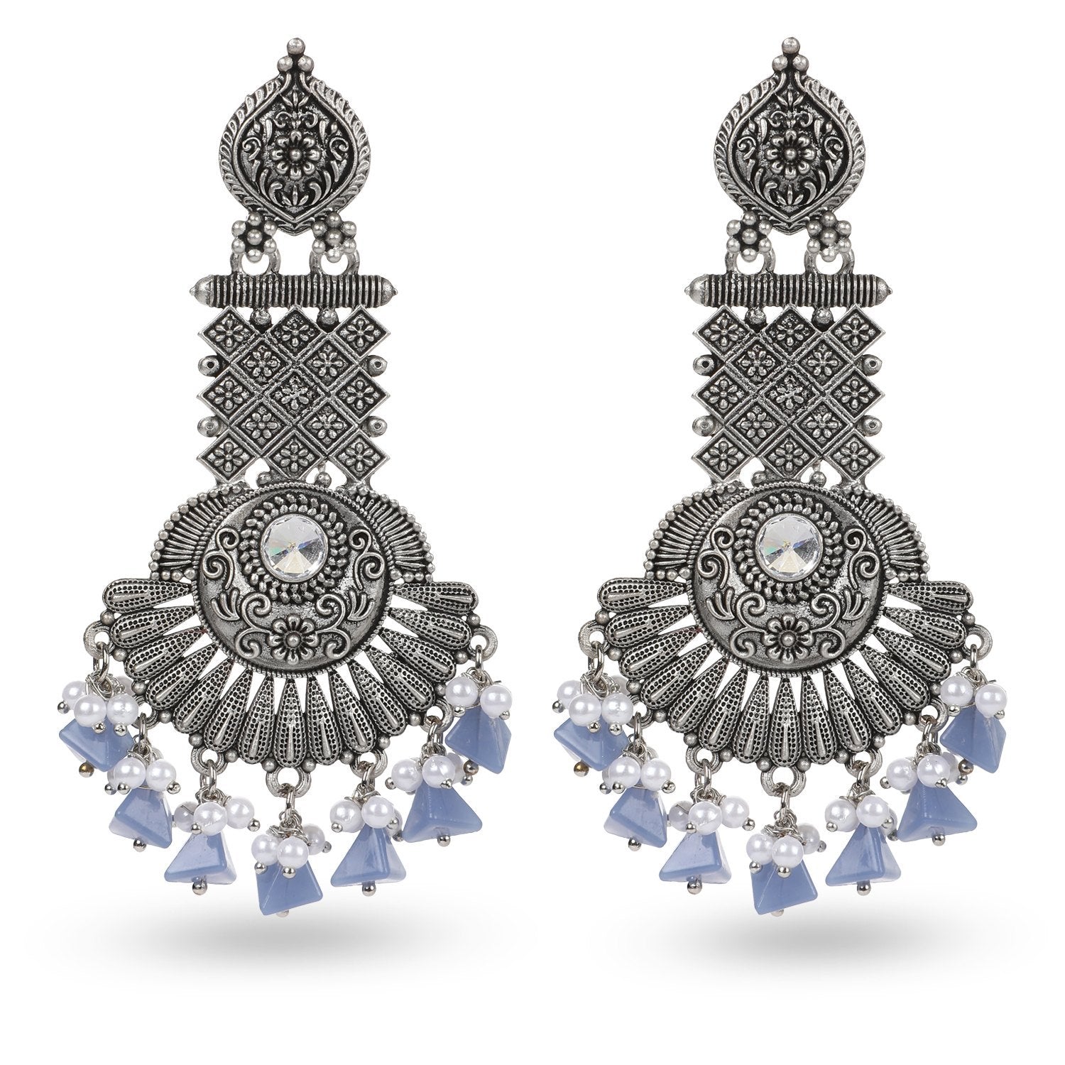 Divine Glow Silver Finish Earrings